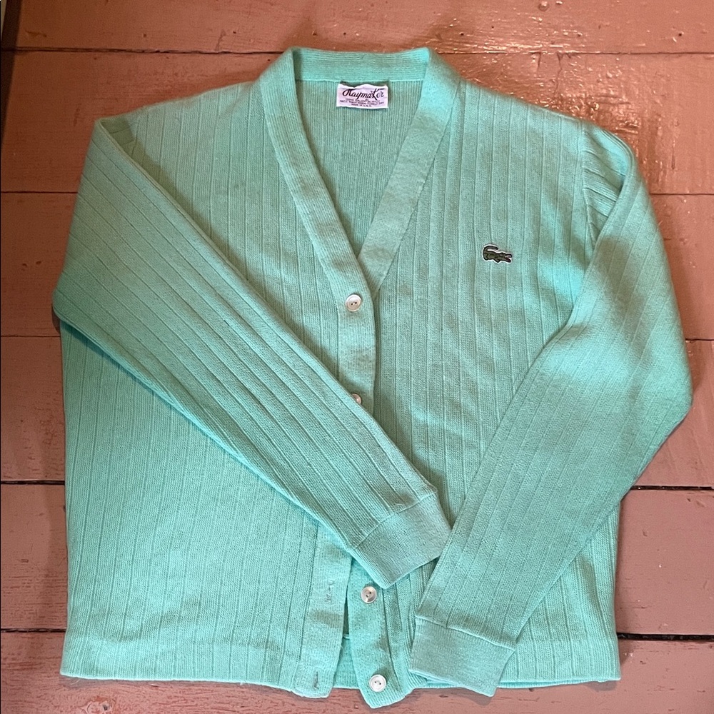 Lacoste Light Green Ribbed Cardigan